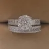 レトロサイズ5-10レトロジュエリー14ktホワイトゴールド充填トパーズgem結婚指輪セットギフト