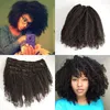 8pcs Clipe em Extensões de Cabelo Humano Encaracolado Natural Preto Mongol Crespo Extensões de Cabelo Extensões de Cabelo Preso Ins