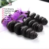 Wefts Peruvian Loose Wave Virgin Hair Weaves 3Pcs Lot Unprocessed Peruvian Loose Wavy Curly Remy Human Hair Weave Bundles Natural Black