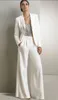 2PCS Formalne kobiety Mother Ivory Pants Suits Mother of the Bride Pant Suits Office Business Lady Kurtka na przyjęcie weselne Eve268W