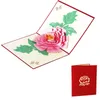 Handicraft 3D Up Greeting Cards Peony Birthday Valentine Flower Mother Day Christmas Invitation Card
