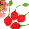 Amazing cheap price Tea Leaf Strainer lovely Silicone Strawberry tea bag ball sticks Loose Herbal Spice Infuser Filter Tea Tools
