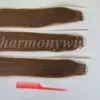 50g 20pcs Tape in Human Hair extensions Glue Skin Weft 18 20 22 24inch #8/Light Brown Brazilian Indian hair