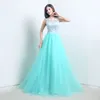2015 New Stock Elegant A-Line Mint Green Lace Evening Dresses With Appliques Floor-Length Cheap Prom Party Gowns Vestidos De Festa306l