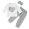 Mädchen Boutique Kleidung Baumwolle Sweet Heart Brief Tops T-shirt + Hosen + Stirnband 3PCS Kleinkind Kleidung Sets Kinder Kleidung baby Mädchen Outfits