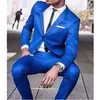 Royal Blue Mens Bröllopsdrag Bespoke Groom Bästa Man Groomsmen Tuxedos 2 Piece Set (Coat + Pants) Custom Made