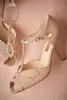 Bombas de casamento de casamento de casamento de marfim vintage Mimosa TSTRAPS FECHELE DE FIELLE CEARE Party Dance 35quot Heels Sandals Women Sandals Short W4811193
