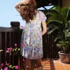 Partihandel-Boho inspirerad 2017 Sommarklänningar Blommig Lovebird Print V-Neck Mini Casual Dress Women Bohemian Hippie Chic Vestidos Kläder