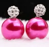 Heiße 2015 Mode Ohrringe Perlenschmuck Brincos Ton Süßigkeiten Farbe Ohrringe für Frauen Pendientes Doppelperle trendige Ohrstecker EH011