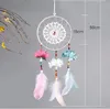 Bröllopsdekoration Handgjorda drömfångare Net med fjädrar Flower Wind Chimes Dreamcatcher Hanging Craft Party Gift3592150