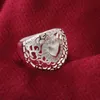 Gratis frakt Ny 925 Sterling Silver Fashion Jewelry Retro Hjärtformad med vit diamant med Pave Zircon Ring Hot Sell Girl Gift 1736