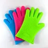 Silicone BBQ Gloves Insulated Kitchen Tool Heat Resistant Glove Oven Pot Holder Cooking Mitts Five Fingers Anti Slip Dots 142g/pcs[SKU:A586]