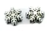 (20 , 50)PCS/lot 8MM Enamel Snowflake Slide Charms DIY Alloy Accessories Fit For 8mm Leather Wristband Necklace Keychains