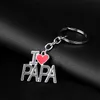 I Love DAD MOM Keychain Letter Heart Key Rings holders Bag Hangs Fashion Jewelry for mother father birthday Gift will and sandy