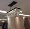 Rechteckige Rauch klar Anhänger Kristall Beleuchtung für Esszimmer Küche Café Bar führte Kristall Kronleuchter im chinesischen Stil hängenden Lampen