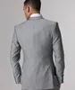 Custom Made Groom Tuxedos Light Grey Groomsmen Custom Made Side Vent Best Man Suit Wedding/Men Suits Bridegroom (Jacket+Pants+Tie+Vest) G379