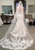 2017 Tulle Dentelle Voiles De Mariage avec Dentelle Longue Appliqued Filet Voiles De Mariée avec Peigne Long Veils9668708