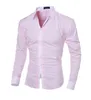 Hommes Chemise Noir Blanc 2017 Homme Chemises À Manches Longues Casual Solide Multi-Bouton Hit Couleur Slim Fit Robe Chemises M-2XL