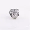 Autentyczne 925 Sterling Silver Pave Potrójne serce Koralik z białym Kryształ Pasuje Europejskiej Pandora Biżuteria Urok Koraliki Bransoletki