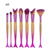 7pcs Mermaid Makeup Brushes Sets per Powder Foundation Contour Eyeshadow Brush Cosmetics Multipurpose Rainbow Make up Kit di spazzole con borsa