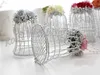 100PCS Unique Favors White BELL Birdcage with Flower Wedding Supplies Bonbons Boîtes Faveurs, cotillons