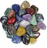 Cadeau de vacances 200g Assortiment de chips roulées Pierre mélangée Pierre polie concassée Pièces de quartz colorées Pierres de forme ovale guérison re6927930