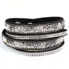 Hot Sale Double Wrap Bracelet With Crystal and Glass Seed Beads Korean FlanneletteAdjustable wrapped bracelets 3 colors