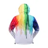 Autunno-Harajuku 3D colorato arcobaleno pigmentato stampato uomo donna inverno giacca a vento con cappuccio unisex outwear Cappotto Novità Giacca autunno top