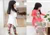 Meisjes Pak Leggings Kinderen Onregelmatige T-shirt Jurk met 3D Beer Bloemen Leggings Twee stukken Past Set Kids Outfits Meisjes Kleding Activewear