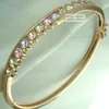 Bracciale rigido con apertura a lattina in oro rosa 9K 9CT riempito con cristalli multicolori G60