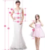 2015 Stunning Flieder Brautjungfer Kleider Appliqued Chiffon Lange Formale Prom Kleider Scoop Ausschnitt Kurzen Ärmeln Hochzeit Party Kleider