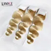 Brazilian Body Wave Hair Grade 8a Färg # 613 Bleach Blond Human Hair Weave Bundlar Brasilianska Hårförlängningar 3 / 4PCS 12-30 tum Dubbelväv