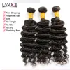 Indian Virgin Hair Deep Wave With Closure 8A Unprocessed Curly Human Hair Weaves 3 Bundles And 1Pieces Top Lace Closures Natural Black Wefts