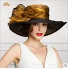 2015 Ladies Church Hats Organza Wedding Hat Handmade Flowers Women Hats Wide Brim Hats Wedding Party Accessories Custom Made For Women