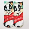 Unisex 3D Animal Tatoo cut Ankle Socks Fashion Graphic Dollar skull Pussy Cat Rabbits Printed Socks Hosiery 200pcs/lot