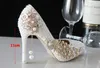 Distinguished Luxury Pearl Sparkling Glass Slipper Bridal Shoes Wedding shoes High Heels Dress shoes Woman wedding shoes Lady's Party Proms