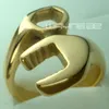 18K gold Filled Wrench Shaped TOOLS HANDYMAN Stainless Steel Ring R153 Size 7153300388