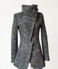 Vente en gros-2015 New Winter Women Clothing One Button Lapel Plus Size Woolen Coat Trench Grey
