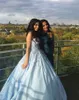 Light Sky Blue Ball Gown Prom Dresses Sweetheart Satin Plus Size Quinceanera Dresses Fairy Sweet 16 Gowns Ball Gown Dresses