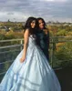 Robes de bal de bal de bal bleu lisse bleu chérie satin plus taille quinceanera robes fées sweet 16 robes robes robes de robe7044916