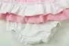 Sommar baby flickor ärmlös bowknot ruffles brace kjol klänning kostym småbarn baby bomullstoppar pp shorts baby set spädbarn kläder 11207