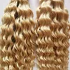 # 613 Bleach blond brasiliansk lockig jungfru mänskligt hår väv 2st / mycket dubbel väftkvalitet, ingen shedding, tangle fre brasilian hair weave buntar