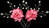 10pcs tissu perle cristal perle fleur épingle à cheveux pour la mariée mariage Hawaii partie