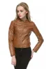 Vente en gros - Veste courte en faux cuir pour femme Marron noir SML slim fit manteau en cuir de moto vêtements d'extérieur pour femmes vêtements automne décontracté de haute qualité