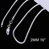 1000pcs 2MM 16'' 18'' 20" 22'' 24'' 925 Sterling Silver Smooth Snake Chain Necklace hot sale Fit pendant new fashion jewelry
