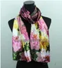 1pcs Colorful Peony Dark Purple Scarves Women's Fashion Satin Oil Painting Long Wrap Shawl Beach Silk Scarf 160X50cm