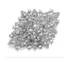 Duża elegancka srebrna broszka w stylu vintage z błyszczącym kryształkiem Rhinestone