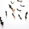 Partihandel Party Decoration 12st / Set Black 3D DIY PVC Bat Wall Sticker Decal Home Halloween