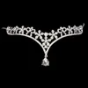 صورة حقيقية على الطراز الكوري أغطية الرأس نساء النمسا كريستال الخامس شكل الماء إسقاط تاج تياراس أغطية الشعر الزفاف مجوهرات مجوهرات