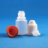 100 stuks 5 ml (1/6 OZ) plastic druppelflesjes met kindveilige doppen Tips LDPE Bewaar olie Vloeibare lotion Druk en draai vervolgens naar open pot Container 5 ml